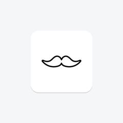Mustache Icon icon, icon, retro, vintage, hipster line icon, editable vector icon, pixel perfect, illustrator ai file