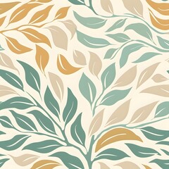 Leaf pattern in teal and beige tones