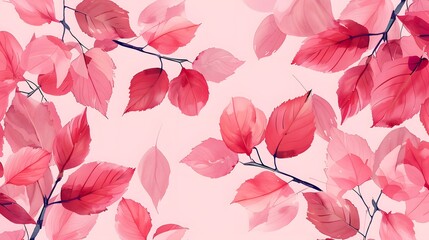 Pink leaves on a light pink background