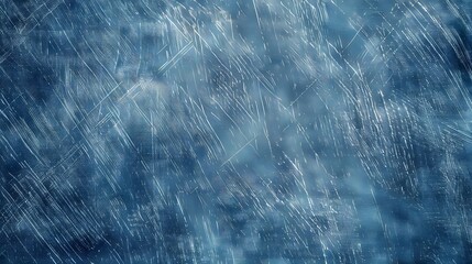 Abstract depiction of heavy rainfall with streaks of water on a blue-toned background.