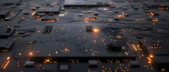 Circuit board digital technology background. Abstract golden light lines luxury on black background.