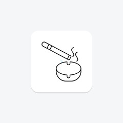 Cigar and Ashtray icon, ashtray, smoke, tobacco, relax color shadow thinline icon, editable vector icon, pixel perfect, illustrator ai file