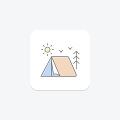 Camping Tent icon, tent, camp, outdoor, shelter lineal color icon, editable vector icon, pixel perfect, illustrator ai file