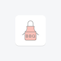 BBQ Apron icon, apron, grill, barbecue, cook lineal color icon, editable vector icon, pixel perfect, illustrator ai file