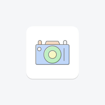 Camera icon, photography, photo, picture, lens lineal color icon, editable vector icon, pixel perfect, illustrator ai file