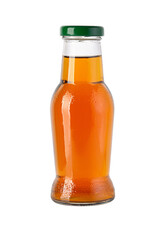 Glass bottle of grape juice with green lid