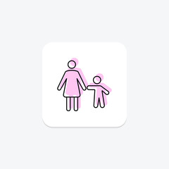 Mother and Child Silhouette icon, child, silhouette, love, family color shadow thinline icon, editable vector icon, pixel perfect, illustrator ai file