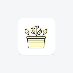 Flower Pot icon, pot, plant, garden, bloom color shadow thinline icon, editable vector icon, pixel perfect, illustrator ai file