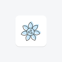 Sunflower icon, flower, plant, yellow, bloom color shadow thinline icon, editable vector icon, pixel perfect, illustrator ai file