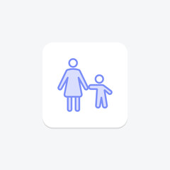 Mother and Child Silhouette icon, child, silhouette, love, family duotone line icon, editable vector icon, pixel perfect, illustrator ai file