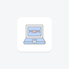 Mothers Laptop icon, laptop, computer, mom, work lineal color icon, editable vector icon, pixel perfect, illustrator ai file