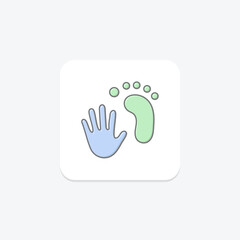 Handprint and Footprint icon, footprint, print, hand, foot lineal color icon, editable vector icon, pixel perfect, illustrator ai file