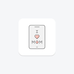 Moms Cellphone icon, cellphone, phone, mobile, device lineal color icon, editable vector icon, pixel perfect, illustrator ai file