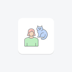 Mother and Cat icon, cat, pet, feline, animal lineal color icon, editable vector icon, pixel perfect, illustrator ai file