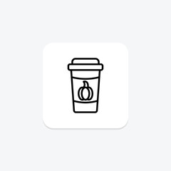 Pumpkin Spice Latte icon, spice, latte, coffee, drink line icon, editable vector icon, pixel perfect, illustrator ai file