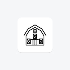 Farmhouse icon, thanksgiving, rural, home, country line icon, editable vector icon, pixel perfect, illustrator ai file
