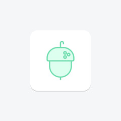 Acorn icon, nut, oak, autumn, fall duotone line icon, editable vector icon, pixel perfect, illustrator ai file