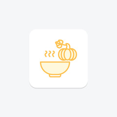 Pumpkin Soup Bowl icon, soup, bowl, thanksgiving, seasonal duotone line icon, editable vector icon, pixel perfect, illustrator ai file