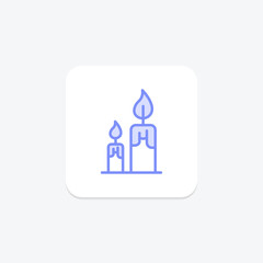 Thanksgiving Candle icon, candle, holiday, light, flame duotone line icon, editable vector icon, pixel perfect, illustrator ai file