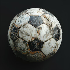 Soccer ball football element object isolated black background dirty