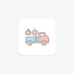 Thanksgiving Harvest Truck icon, harvest, truck, autumn, fall lineal color icon, editable vector icon, pixel perfect, illustrator ai file