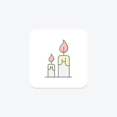 Thanksgiving Candle icon, candle, holiday, light, flame lineal color icon, editable vector icon, pixel perfect, illustrator ai file