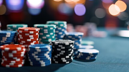 Strategic hand placement of poker chips in a high-stakes casino game