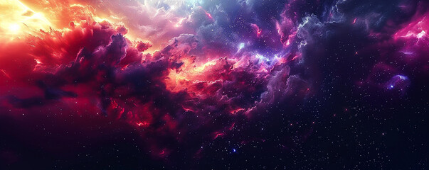 Colourful Nebula filled with gas and dust in outer space. Night sky full of countless stars.