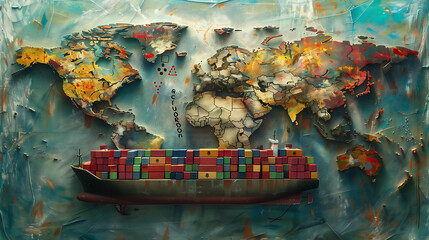 World map for global business, Technology digital future of logistics transportation, world map...
