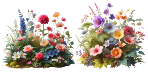 realistic photo Various flowers colorfull growing on the ground