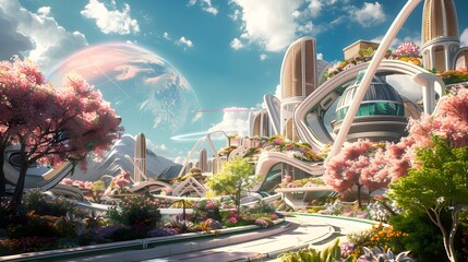 An imaginative vision of futuristic transportation with intertwined elevated roads and glowing tunnels, nestled within a lush, verdant forest landscape.       
