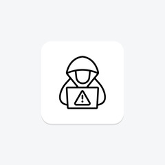 Hacker Alert icon, alert, security, cyber, digital line icon, editable vector icon, pixel perfect, illustrator ai file