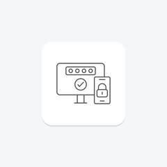 Two-Factor Authentication icon, authentication, security, protection, cyber thinline icon, editable vector icon, pixel perfect, illustrator ai file