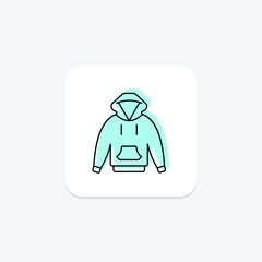 Hacker Hoodie icon, hoodie, cyber, security, digital color shadow thinline icon, editable vector icon, pixel perfect, illustrator ai file