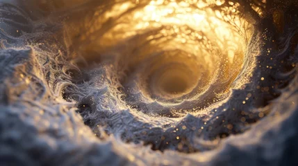 Foto op Plexiglas Sunlight cascading into a spiraling whirl of water droplets. © ladaz