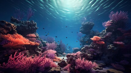 Fototapeta na wymiar Colorful reef fish thriving in coral environment