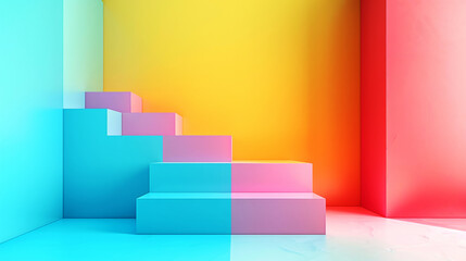 Colorful Geometric Staircase Design.
A playful and colorful geometric staircase creating a...