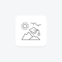 Learning Adventure icon, adventure, study, break, educational thinline icon, editable vector icon, pixel perfect, illustrator ai file