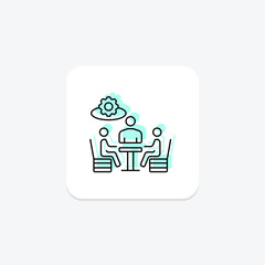 Brainstorming Session icon, session, school, projects, homework color shadow thinline icon, editable vector icon, pixel perfect, illustrator ai file