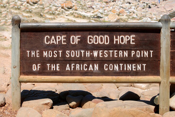 signage cape of good hope, the most south-western point of Africa
