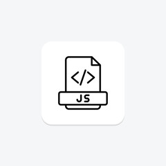JavaScript icon, js, web, programming, language line icon, editable vector icon, pixel perfect, illustrator ai file