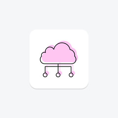 Server icon, computer, hardware, software, network color shadow thinline icon, editable vector icon, pixel perfect, illustrator ai file