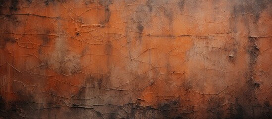 Textured terracotta wall with dark marks and cobwebs - obrazy, fototapety, plakaty