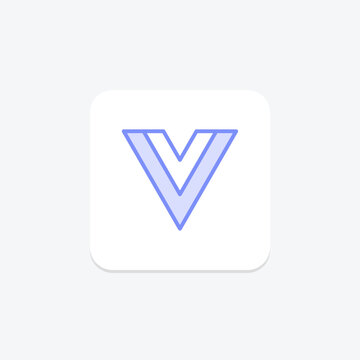 Vue js icon, javascript, framework, frontend, web duotone line icon, editable vector icon, pixel perfect, illustrator ai file