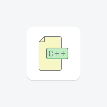 C Plus Plus Language icon, programming, language, development, cplusplus lineal color icon, editable vector icon, pixel perfect, illustrator ai file