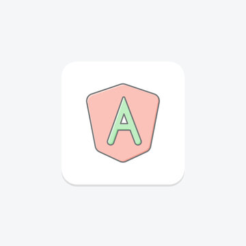 Angular icon, javascript, framework, frontend, web lineal color icon, editable vector icon, pixel perfect, illustrator ai file