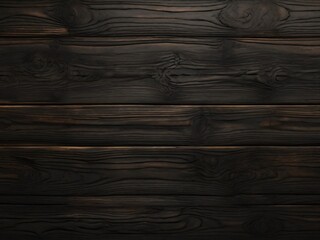 Dark burnt wood texture, black panoramic background - AI generated image.