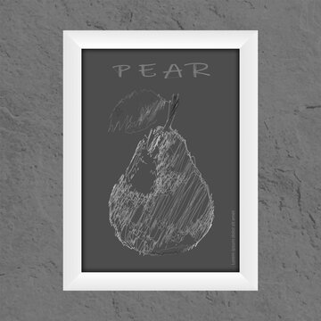 Pear. Monochrome image for interior design, poster, poster, cover, print and creative idea