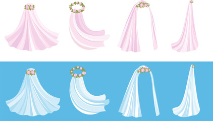 Wedding wreath with veil for bride template.