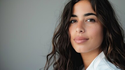 Fototapeta premium Young Spanish European woman, for business portrait profile.